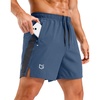 Men’s Running Athletic Shorts 7″/9″/5″ Zip Pockets Gym Workout Short(Blue Grey)