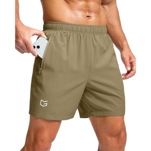 G Gradual Men’s Athletic Running Shorts with 2 Zipper Pockets 7″/ 5″/ 9″(Dusty Khaki)