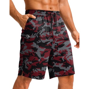 G Gradual Men’s Athletic Shorts with Pockets 9″/ 11″ Long Basketball Shorts(Red Camo)