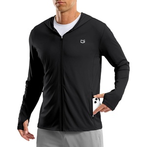 G Gradual Mens UPF50+ Sun Hoodie Jacket Zip Up Hooded Hiking Fishing Shirts(Black)