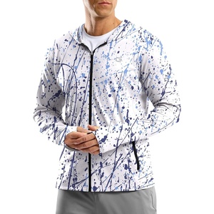 G Gradual Mens UPF50+ Sun Hoodie Jacket Zip Up Hooded Hiking Fishing Shirts(Blue Splashed)