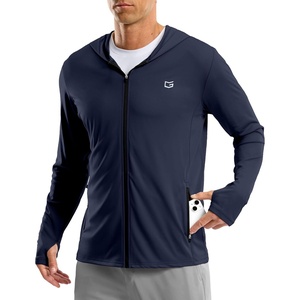 G Gradual Mens UPF50+ Sun Hoodie Jacket Zip Up Hooded Hiking Fishing Shirts(Navy)