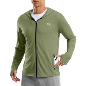 G Gradual Mens UPF50+ Sun Hoodie Jacket Zip Up Hooded Hiking Fishing Shirts(Olive)