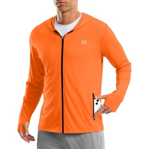 G Gradual Mens UPF50+ Sun Hoodie Jacket Zip Up Hooded Hiking Fishing Shirts(Orange)