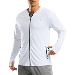 G Gradual Mens UPF50+ Sun Hoodie Jacket Zip Up Hooded Hiking Fishing Shirts(White)