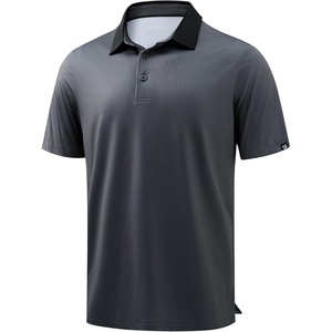 Men’s Golf Polo Shirts Dry Fit Print Golf Shirts for Men Breathable(Deep Grey Grid)