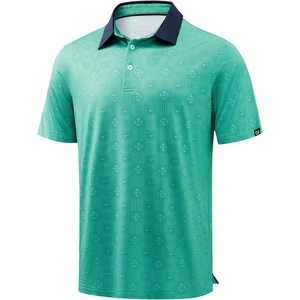 Men’s Golf Polo Shirts Dry Fit Print Golf Shirts for Men Breathable(Green Quadrilateral)