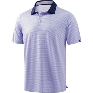Men’s Golf Polo Shirts Dry Fit Print Golf Shirts for Men Breathable(Purple Geometry)