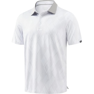 Men’s Golf Polo Shirts Dry Fit Print Golf Shirts for Men Breathable(White Rhombus)