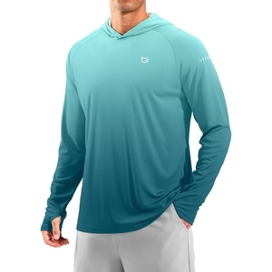 Men’s Sun Protection Hoodie Shirts Long Sleeve UPF 50+ Swim Shirts(Gradient Blue Green)