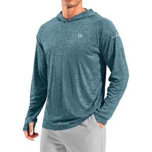 Men’s Sun Protection Hoodie Shirts Long Sleeve UPF 50+ Swim Shirts(Heather Aquamarine)