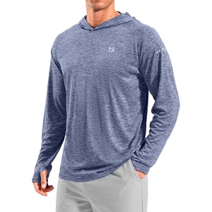 Men’s Sun Protection Hoodie Shirts Long Sleeve UPF 50+ Swim Shirts(Heather Dusty Blue)