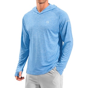 Men’s Sun Protection Hoodie Shirts Long Sleeve UPF 50+ Swim Shirts(Heather Sky Blue)