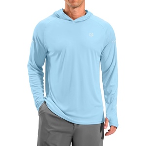 Men’s Sun Protection Hoodie Shirts Long Sleeve UPF 50+ Swim Shirts(Light Blue)