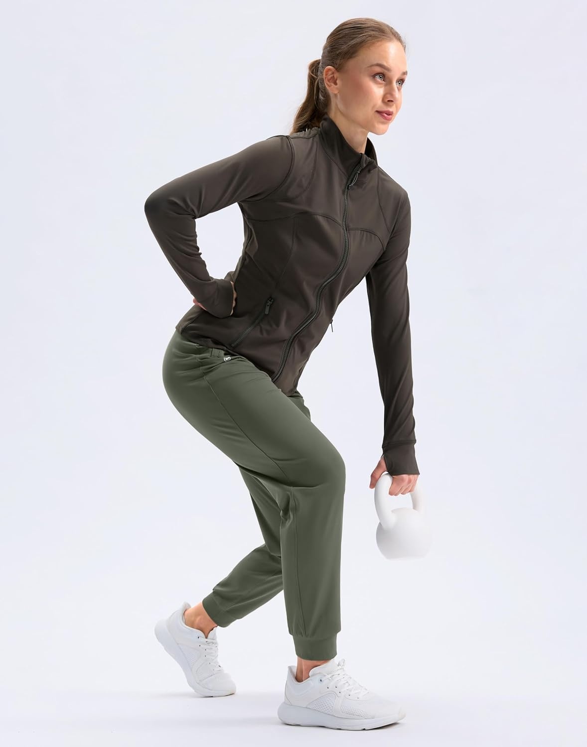 image:imageG Gradual Joggers for Women with Zipper Pockets Workout Athletic PantsSage Green