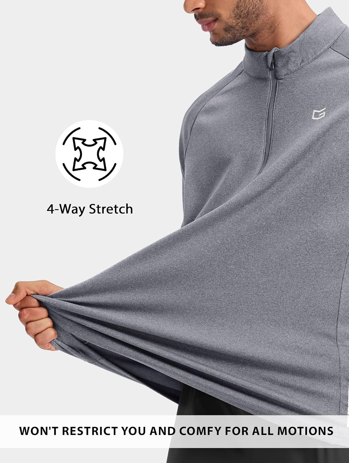 image:imageG Gradual Mens Fleece Quarter Zip Pullover Long Sleeve Athletic Golf ShirtLight Grey Heather