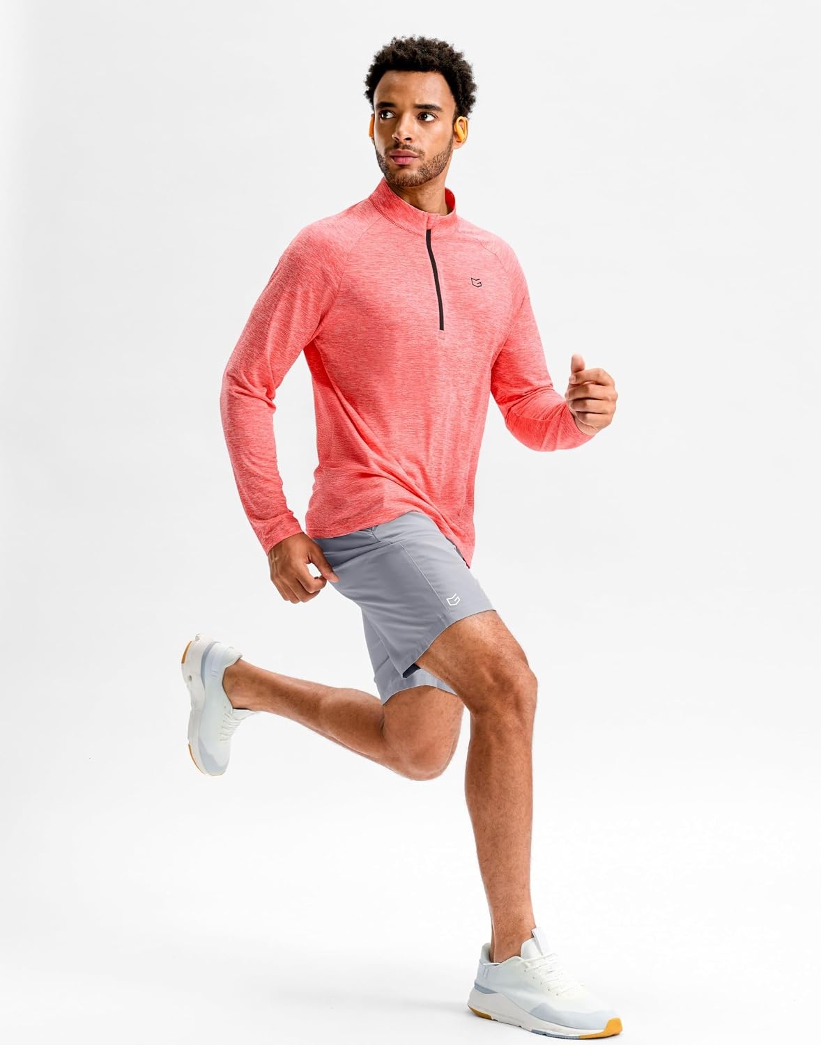 image:imageG Gradual Mens Quarter Zip Pullover Long Sleeve Athletic Running ShirtsBrick Red Heather