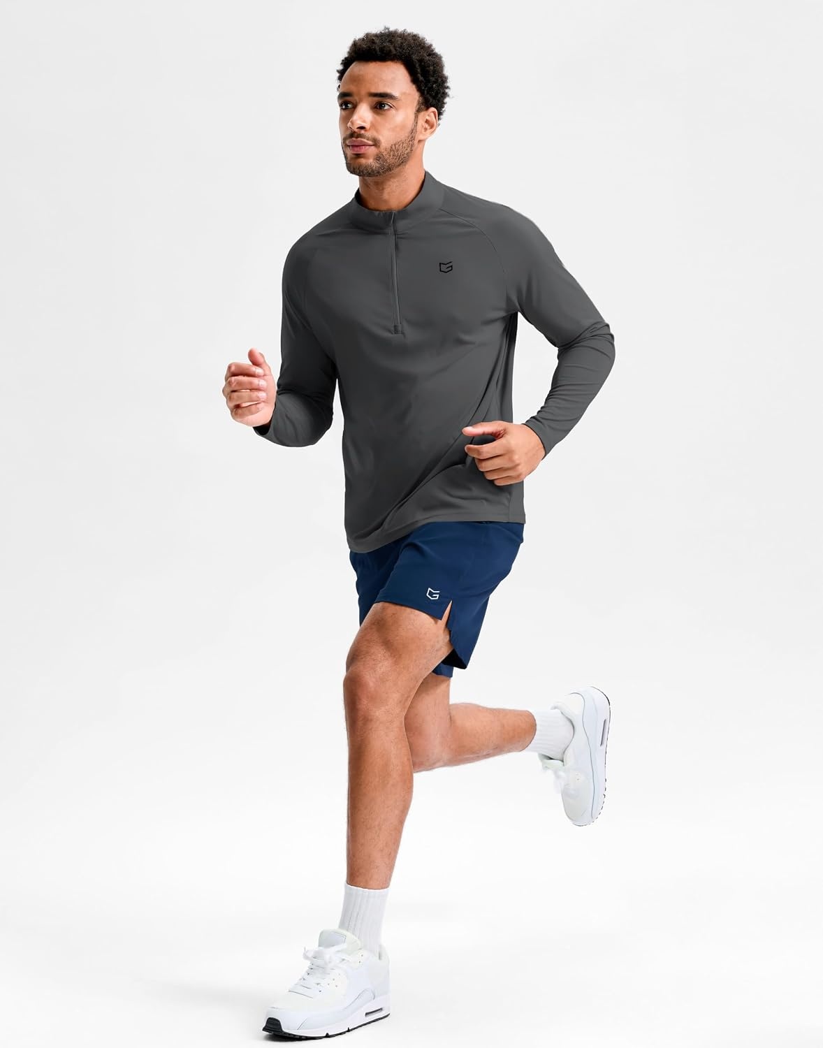 image:imageG Gradual Mens Quarter Zip Pullover Long Sleeve Athletic Running ShirtsDark Grey