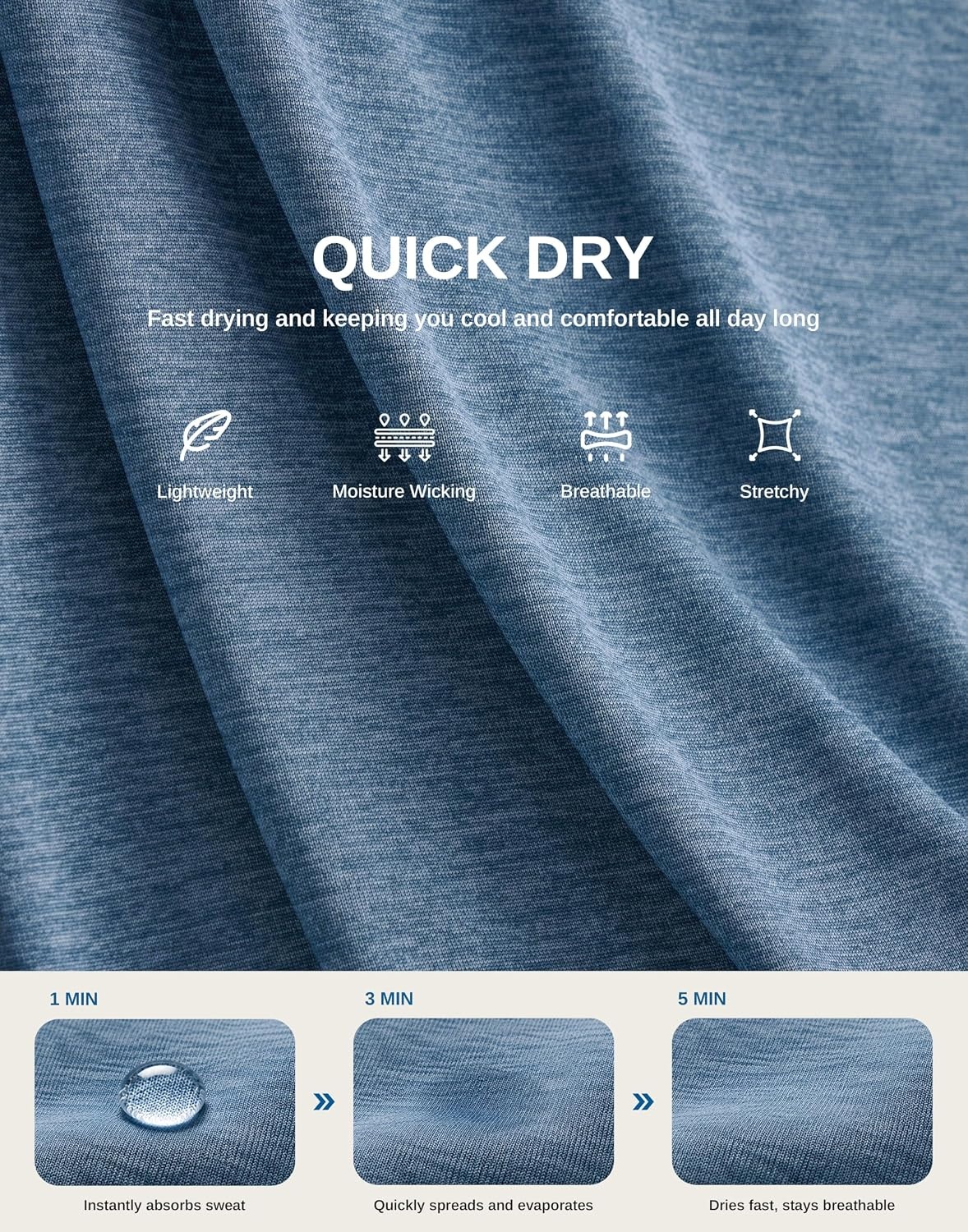 image:imageG Gradual Mens Quarter Zip Pullover Long Sleeve Athletic Running ShirtsDusty Blue Heather