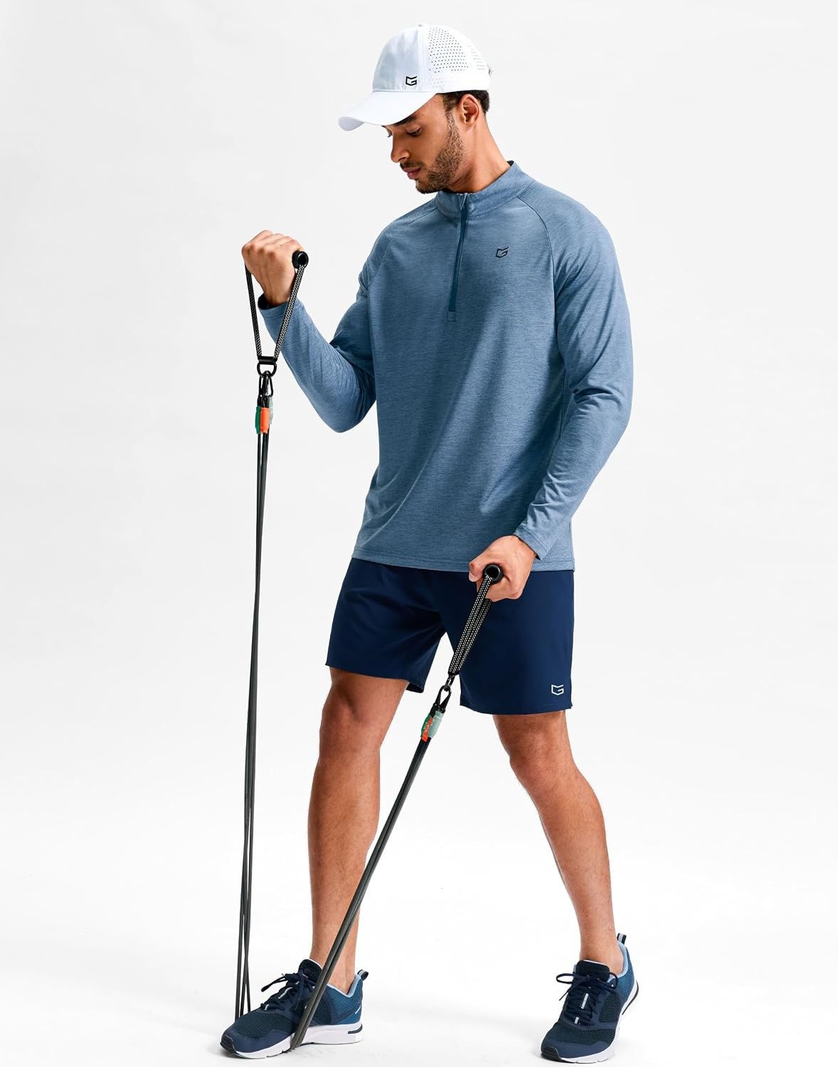 image:imageG Gradual Mens Quarter Zip Pullover Long Sleeve Athletic Running ShirtsDusty Blue Heather