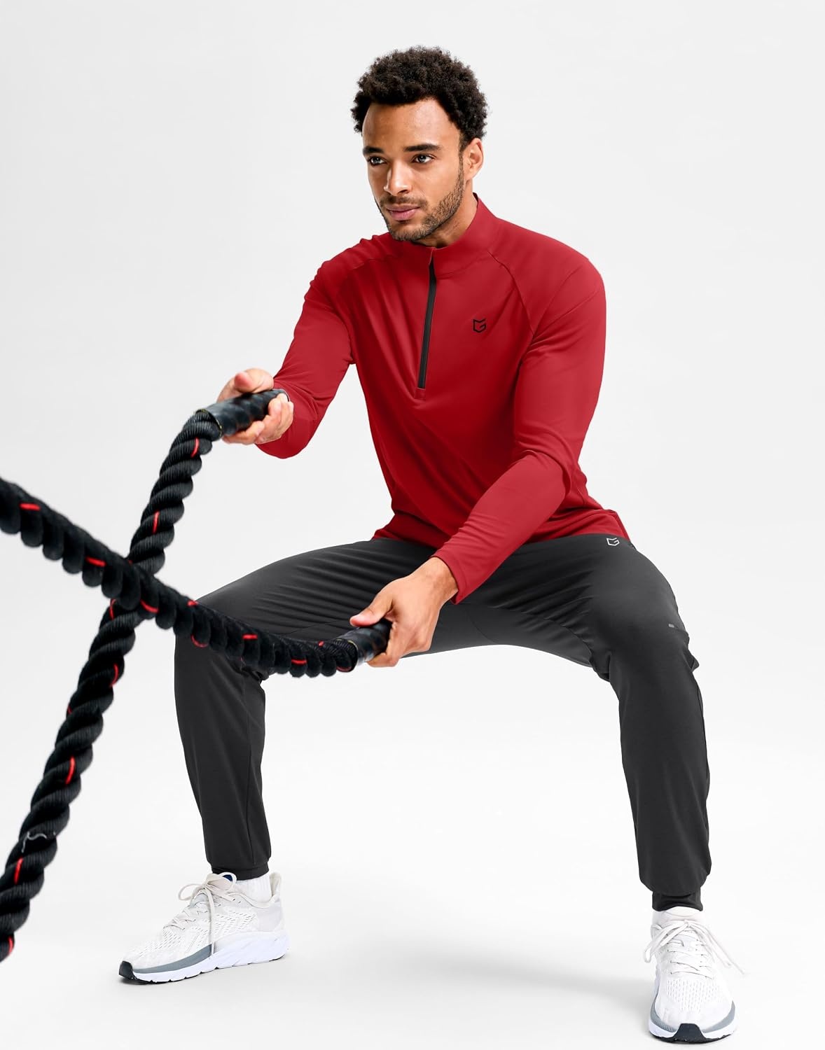 image:imageG Gradual Mens Quarter Zip Pullover Long Sleeve Athletic Running ShirtsRed