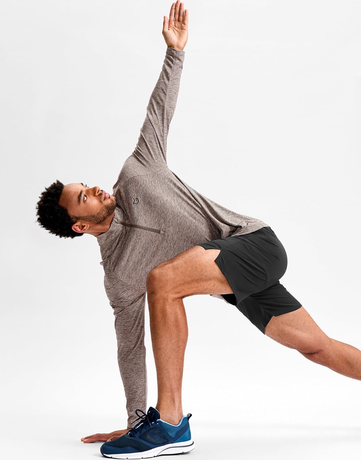 image:imageG Gradual Mens Quarter Zip Pullover Long Sleeve Athletic Running ShirtsTaupe Heather