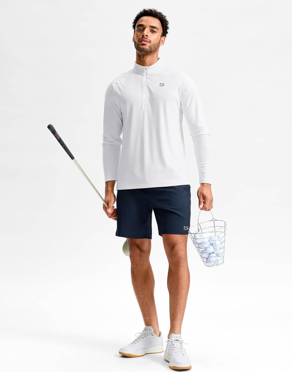 image:imageG Gradual Mens Quarter Zip Pullover Long Sleeve Athletic Running ShirtsWhite