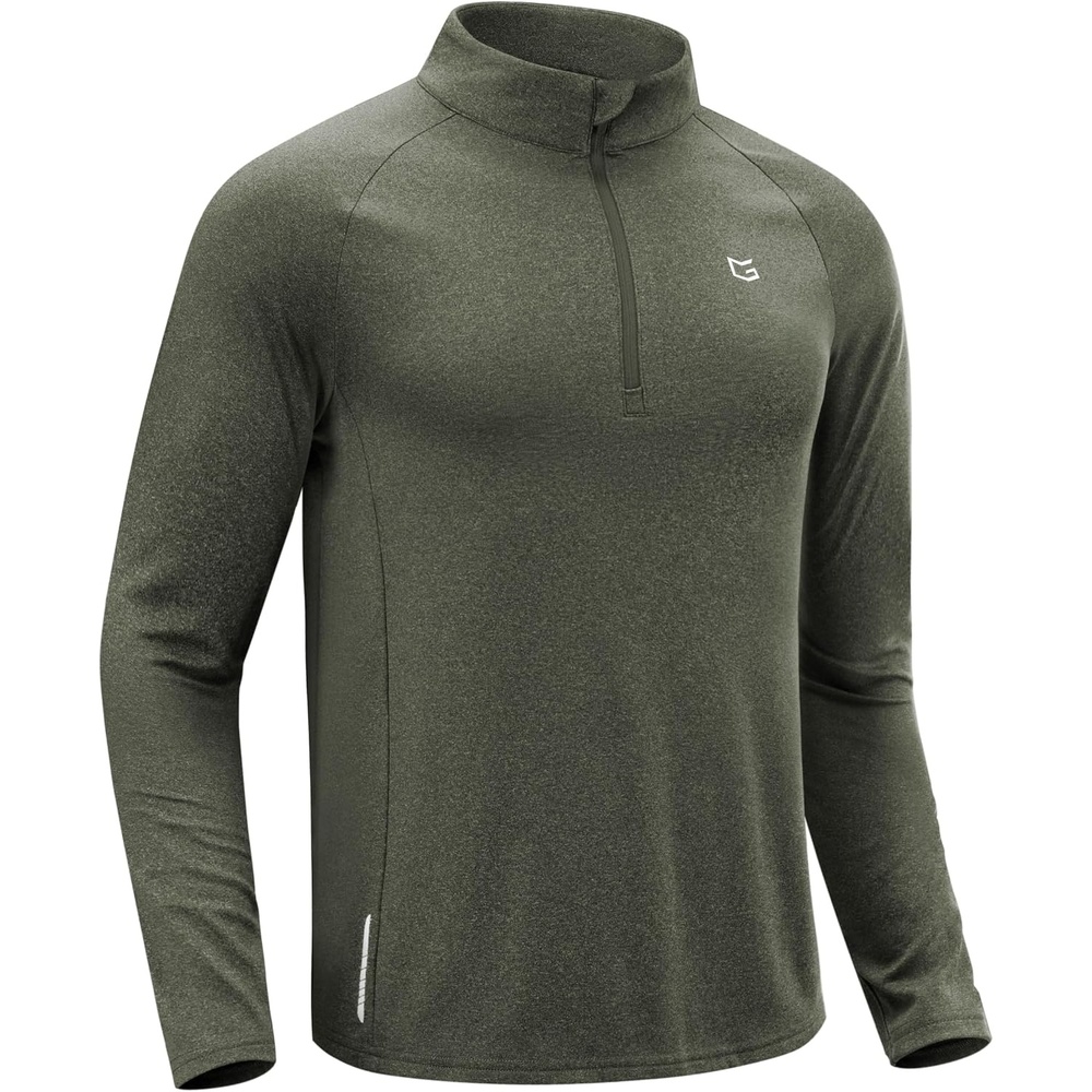 image:imageG Gradual Mens Fleece Quarter Zip Pullover Long Sleeve Athletic Golf ShirtOlive Heather
