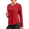 Long Sleeve Workout Tops for Women Dry Fit V Neck Athletic Shirts XS-3XL(Red)