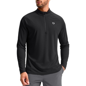 G Gradual Men’s Quarter Zip Pullover Long Sleeve Athletic Running Shirts(Black)