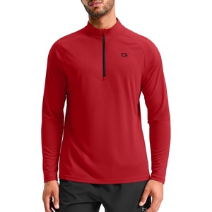G Gradual Men’s Quarter Zip Pullover Long Sleeve Athletic Running Shirts(Red)