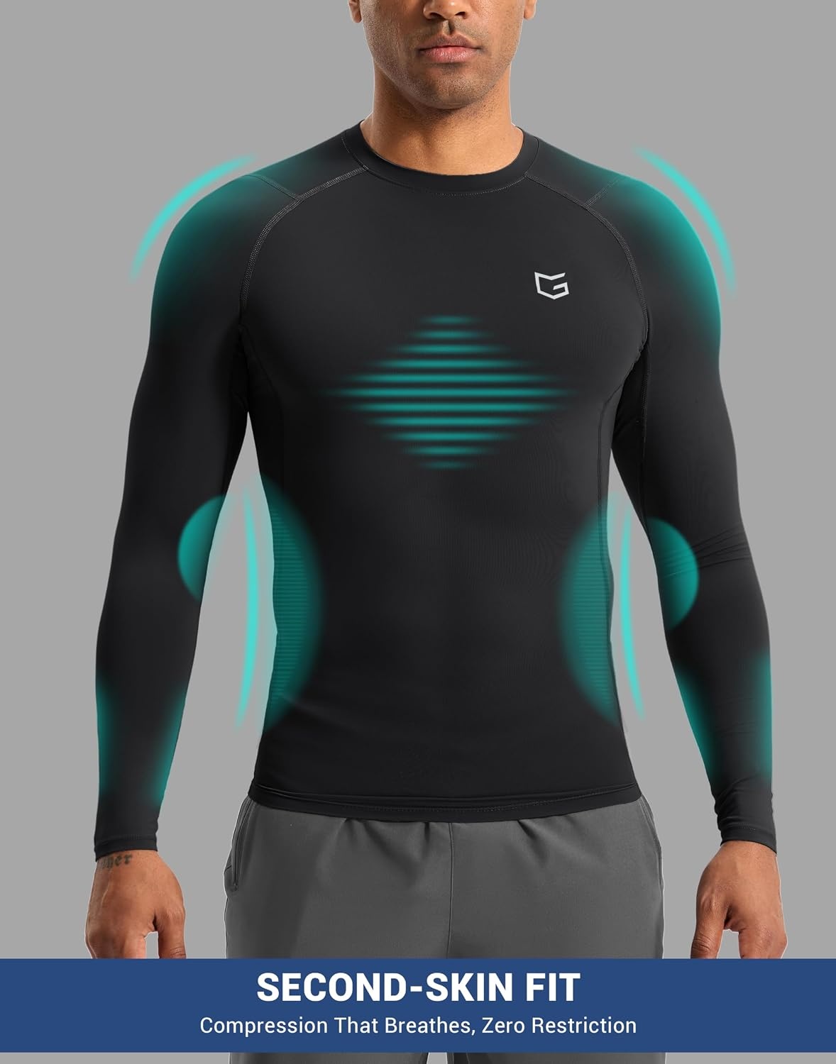 image:imageG Gradual Mens Compression Shirt Long Sleeve Moisture Wicking Running TopsBlack