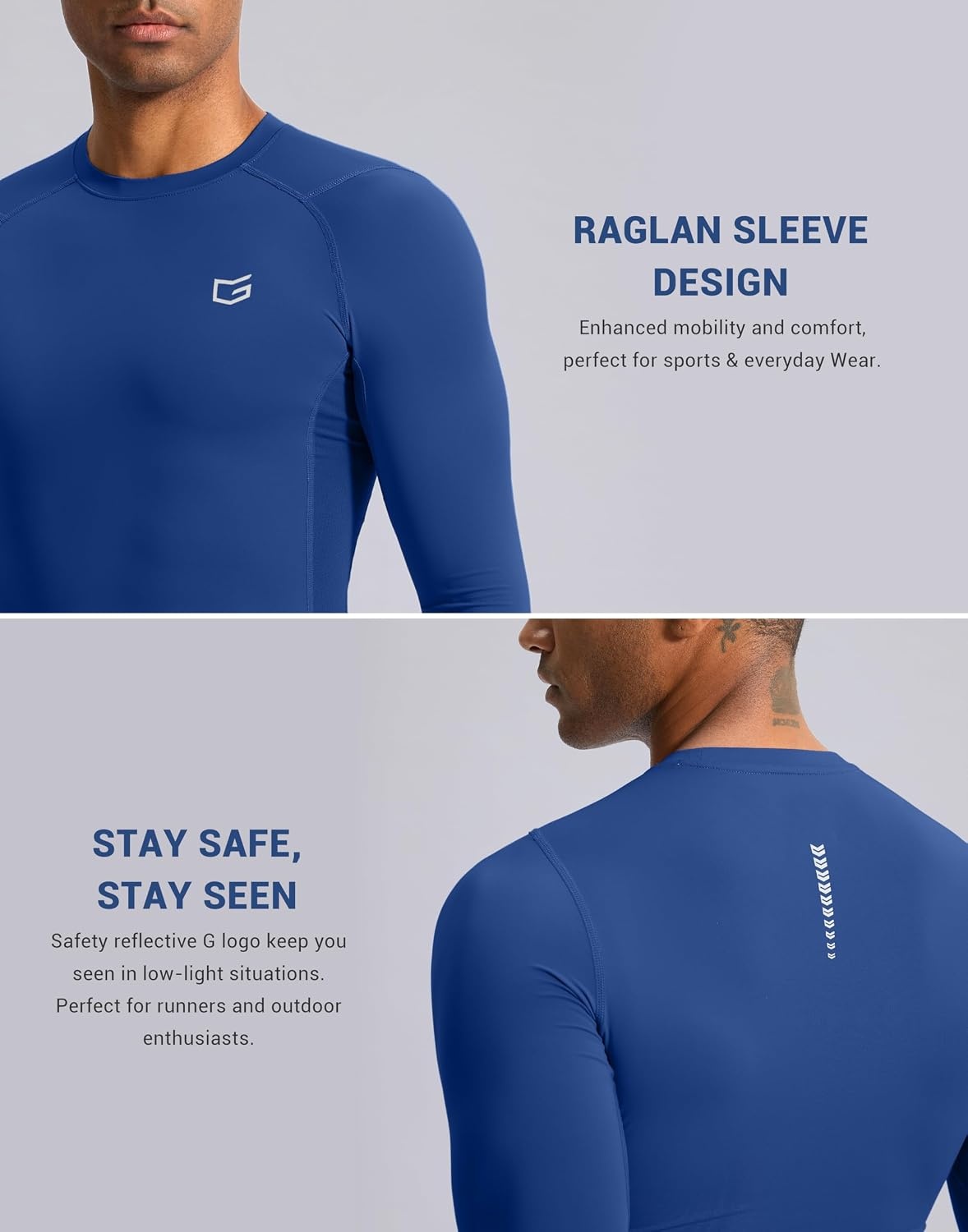 image:imageG Gradual Mens Compression Shirt Long Sleeve Moisture Wicking Running TopsBlue