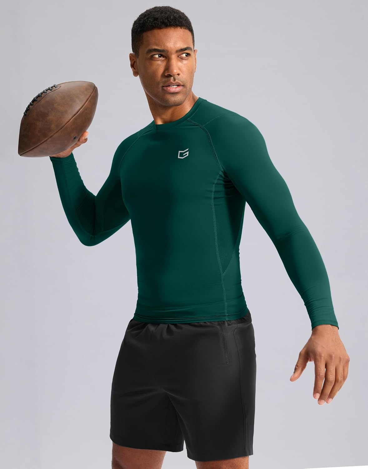image:imageG Gradual Mens Compression Shirt Long Sleeve Moisture Wicking Running TopsForest Green