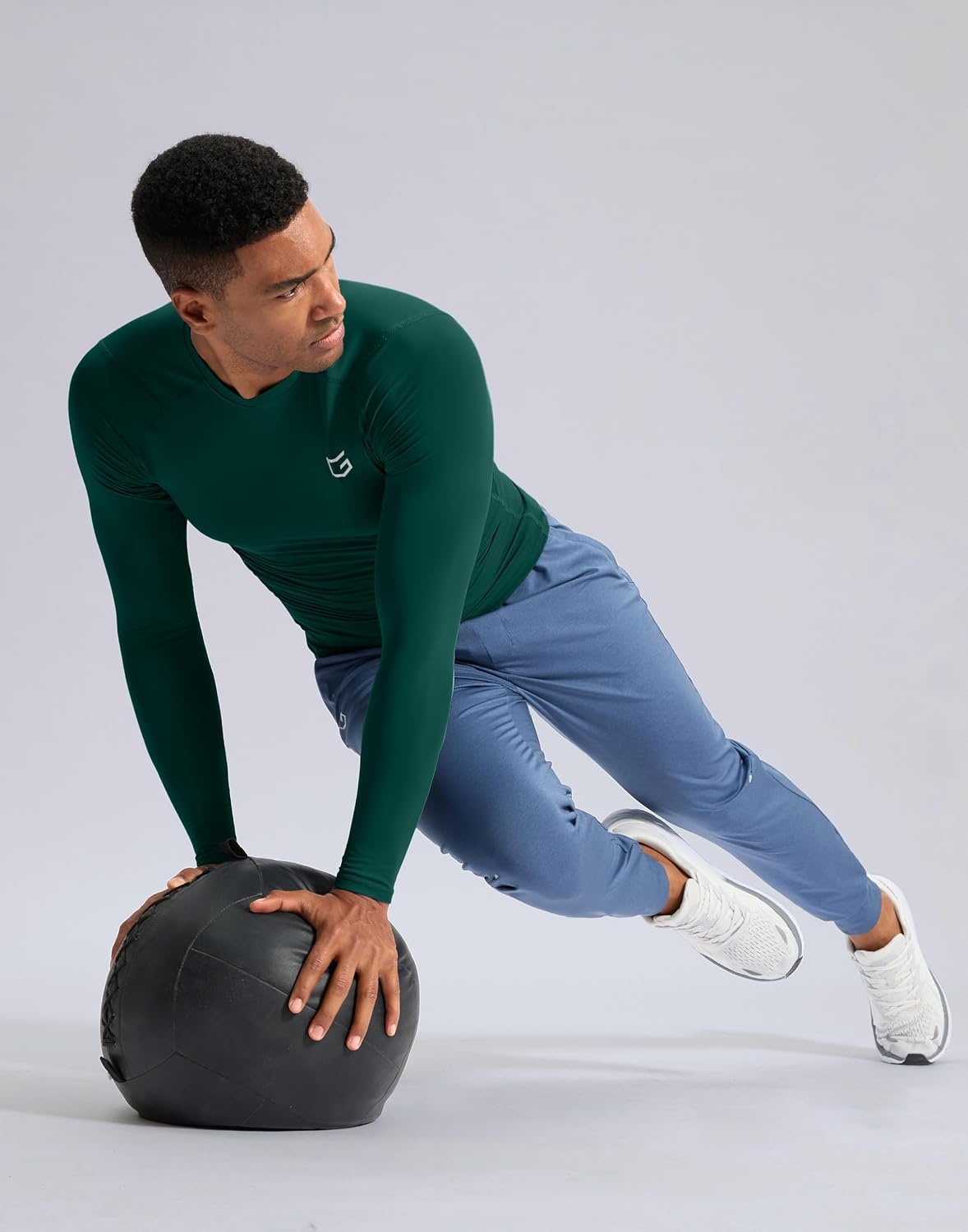 image:imageG Gradual Mens Compression Shirt Long Sleeve Moisture Wicking Running TopsForest Green