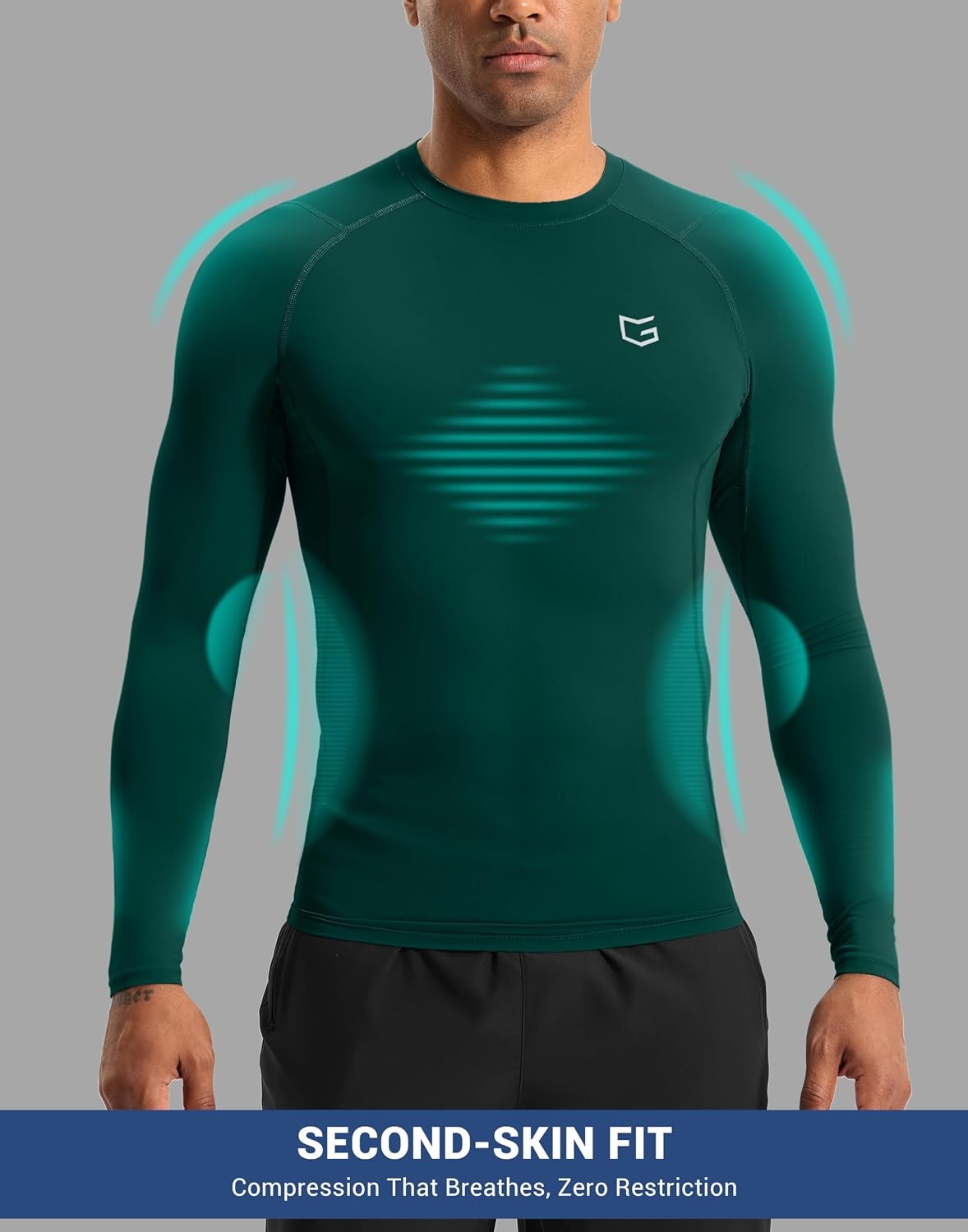 image:imageG Gradual Mens Compression Shirt Long Sleeve Moisture Wicking Running TopsForest Green