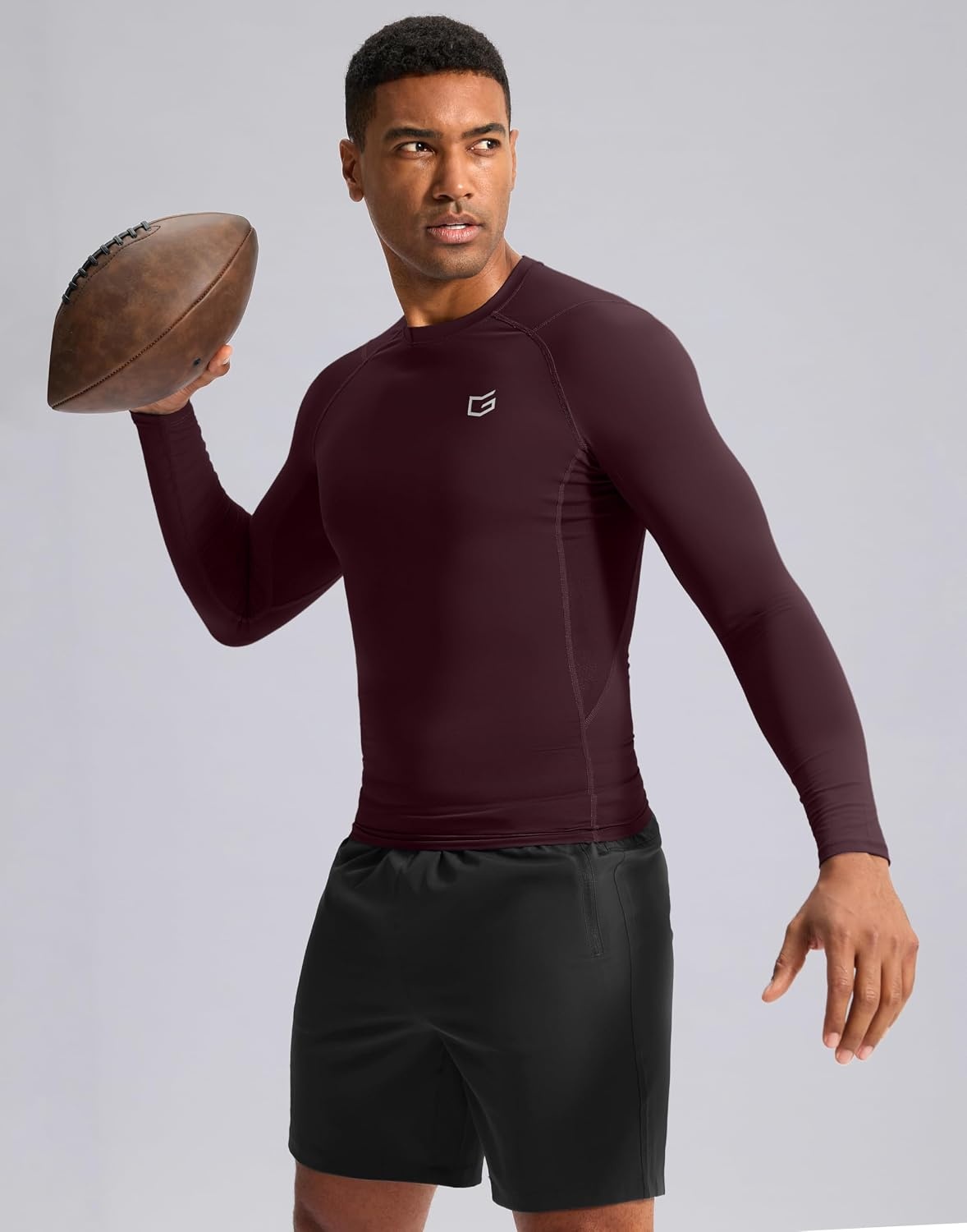 image:imageG Gradual Mens Compression Shirt Long Sleeve Moisture Wicking Running TopsMaroon
