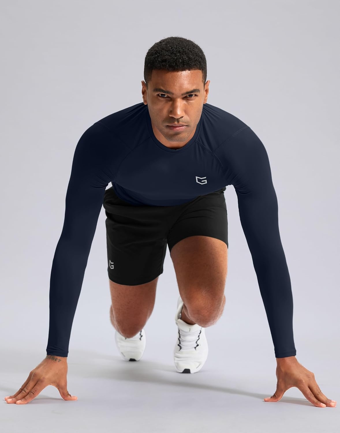 image:imageG Gradual Mens Compression Shirt Long Sleeve Moisture Wicking Running TopsNavy