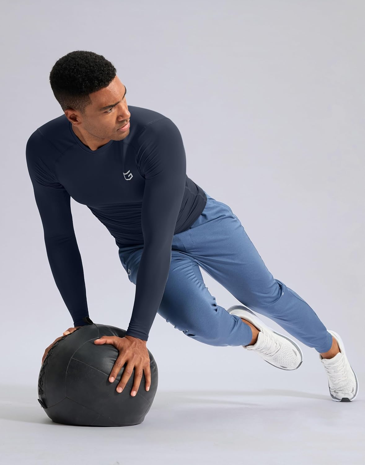 image:imageG Gradual Mens Compression Shirt Long Sleeve Moisture Wicking Running TopsNavy