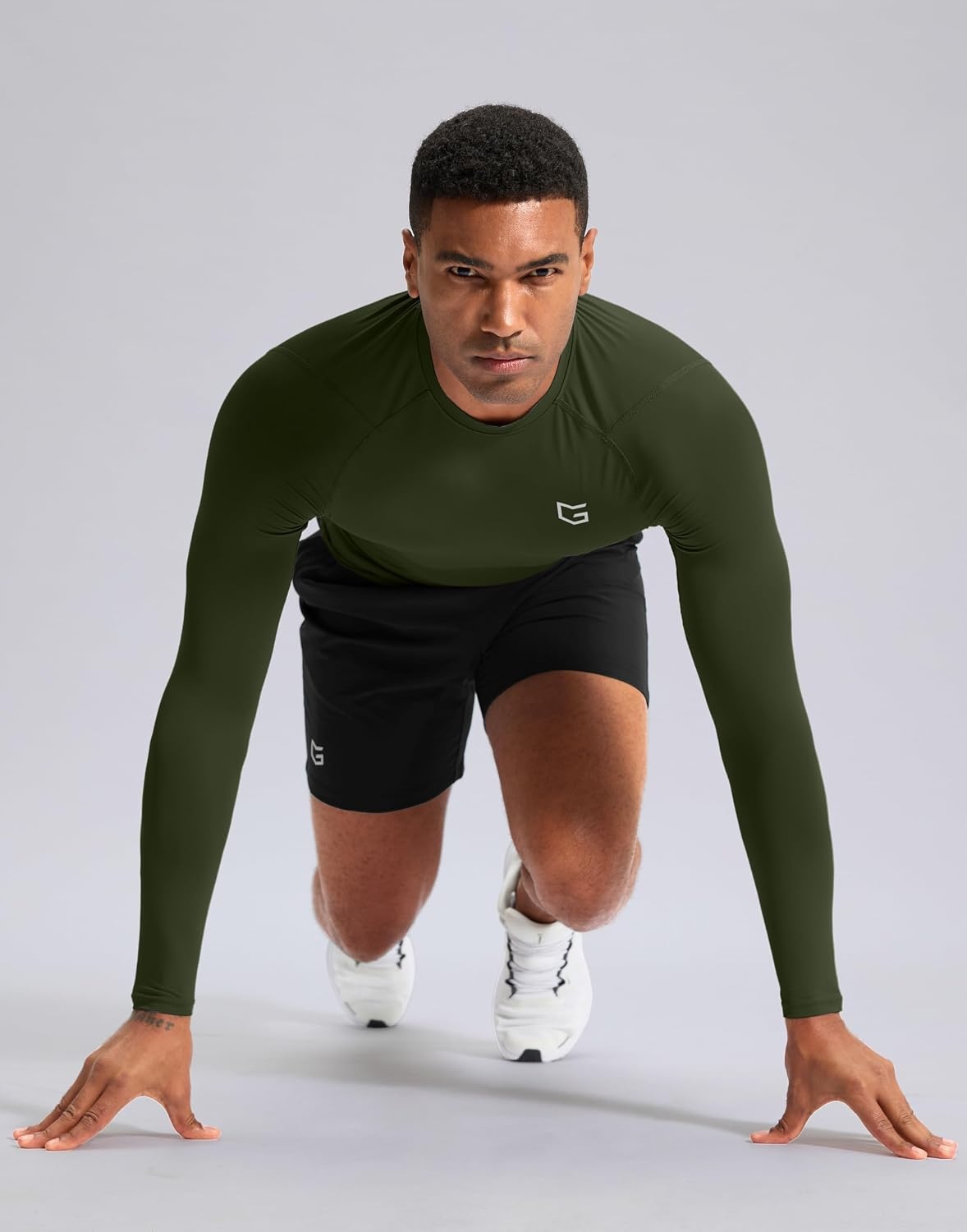 image:imageG Gradual Mens Compression Shirt Long Sleeve Moisture Wicking Running TopsOlive