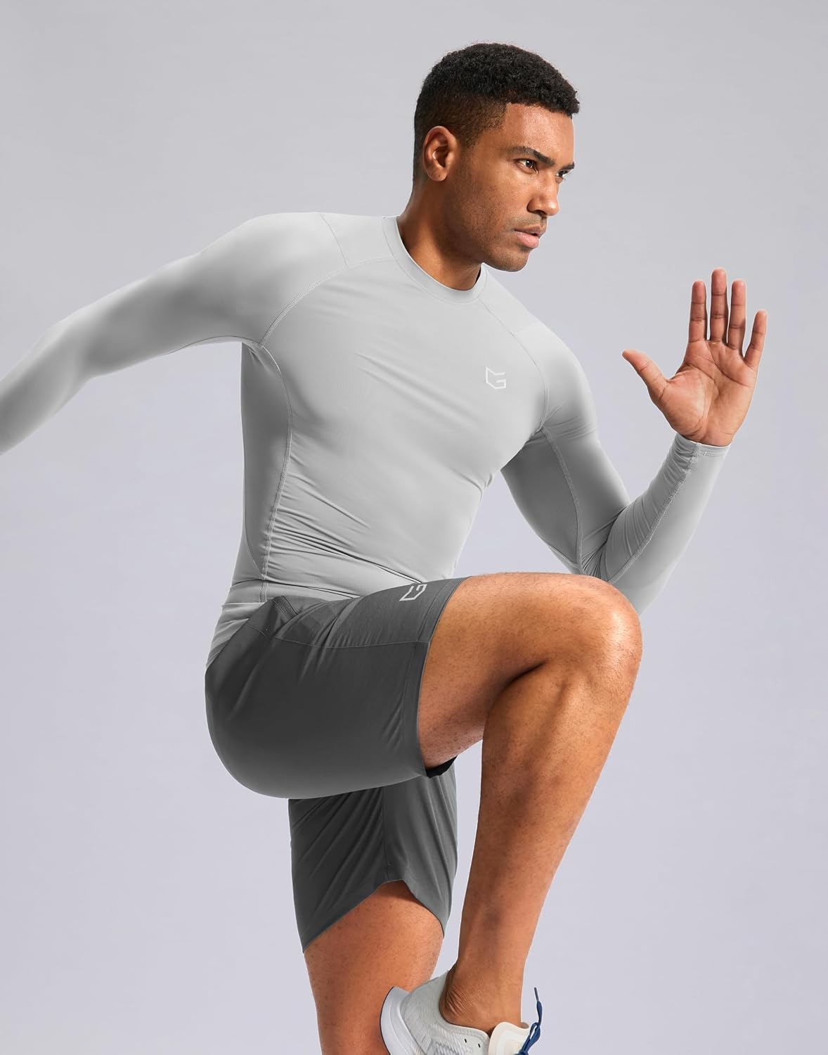 image:imageG Gradual Mens Compression Shirt Long Sleeve Moisture Wicking Running TopsPlatinum Grey