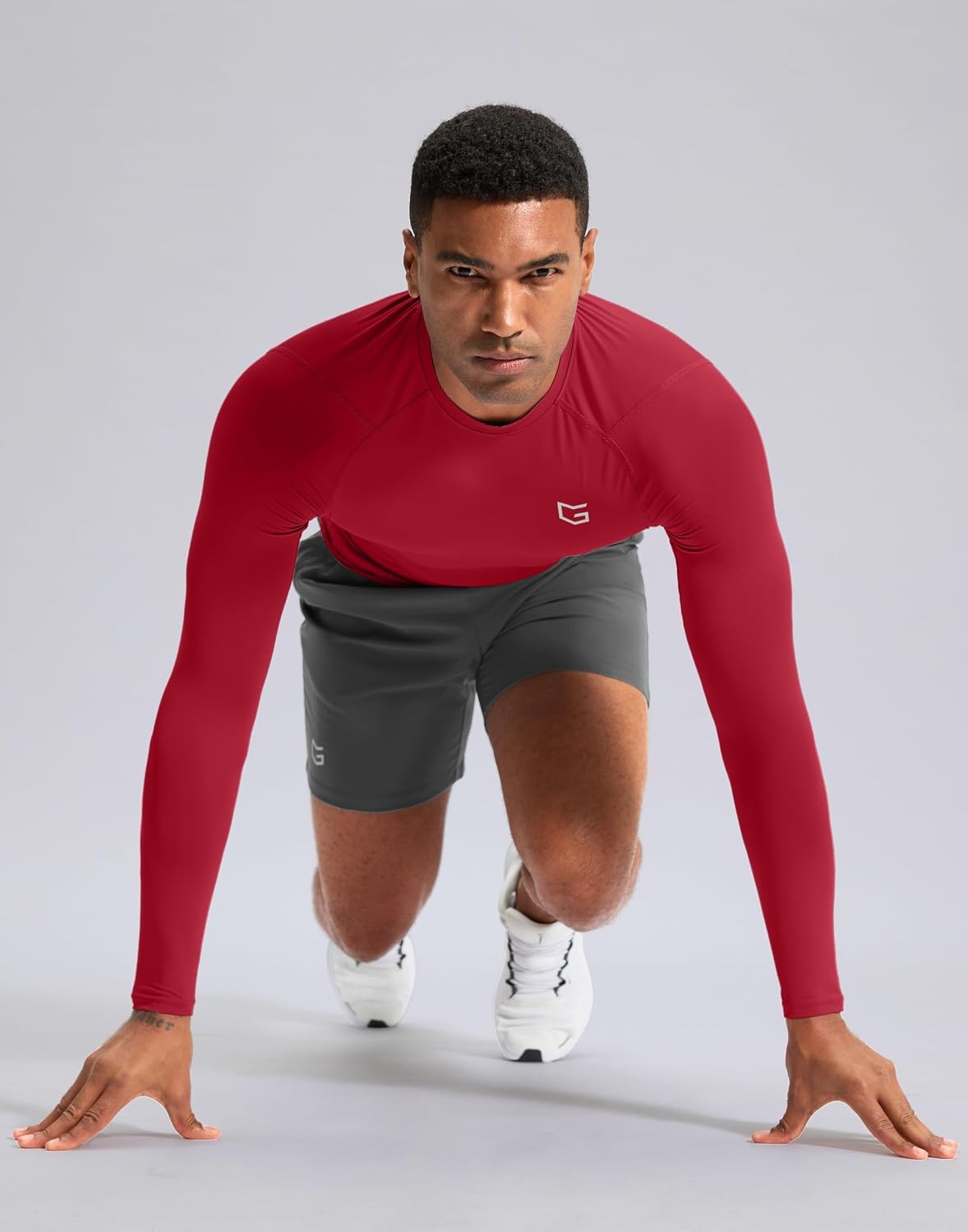 image:imageG Gradual Mens Compression Shirt Long Sleeve Moisture Wicking Running TopsRed