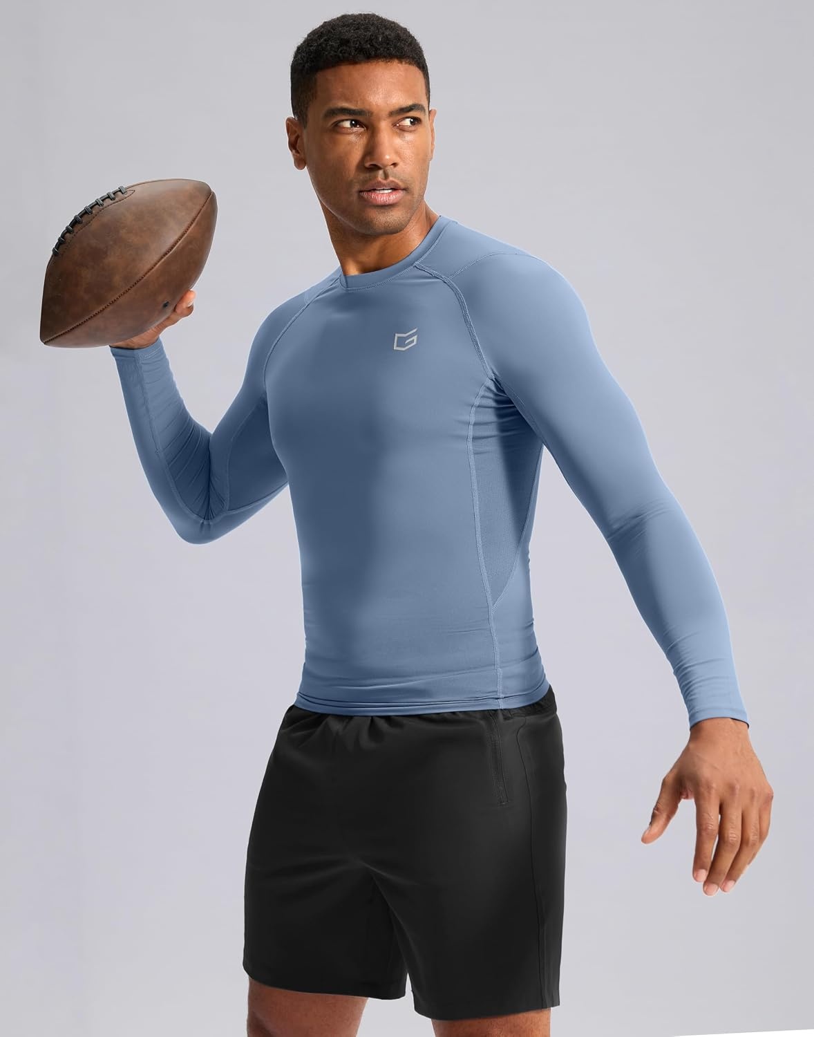 image:imageG Gradual Mens Compression Shirt Long Sleeve Moisture Wicking Running TopsSlate Blue
