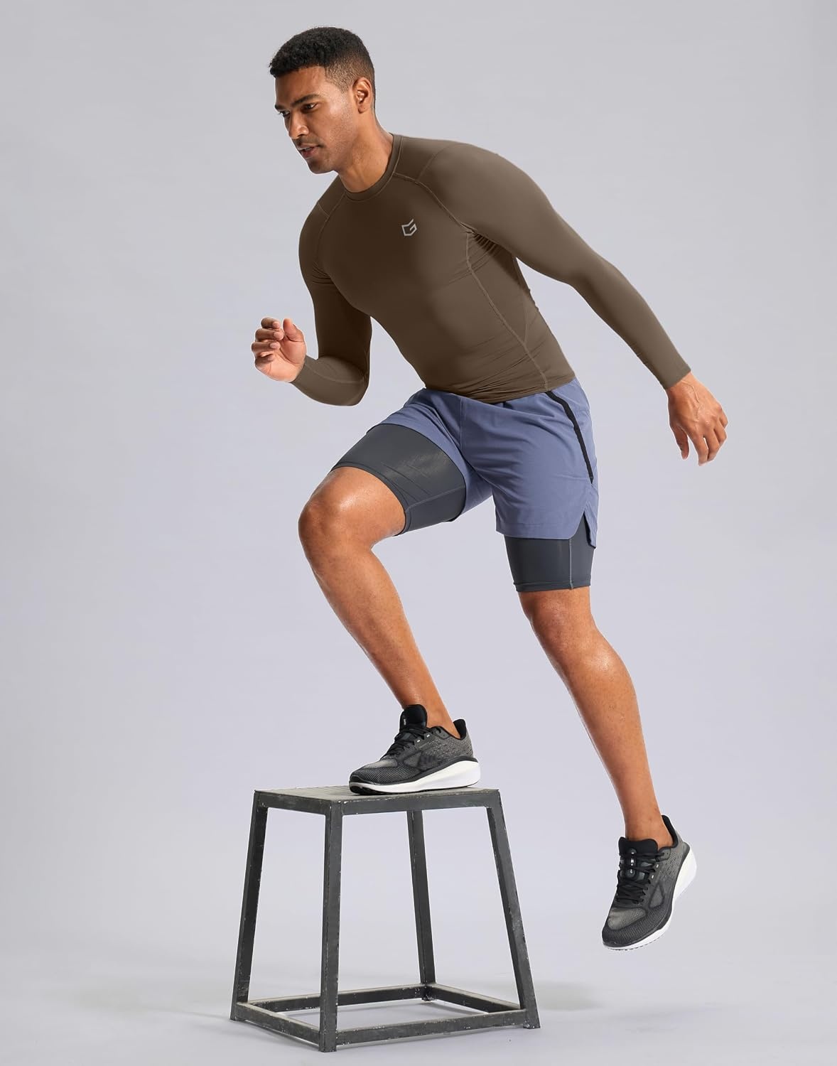 image:imageG Gradual Mens Compression Shirt Long Sleeve Moisture Wicking Running TopsTaupe