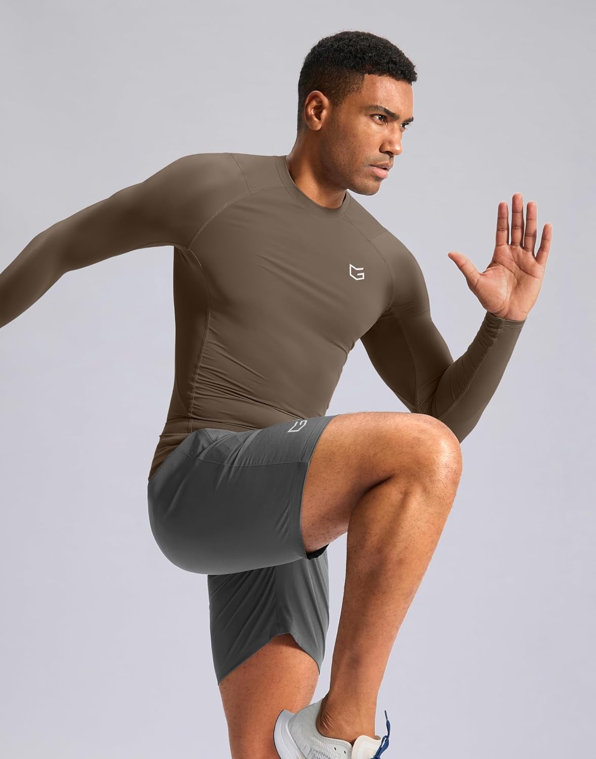 image:imageG Gradual Mens Compression Shirt Long Sleeve Moisture Wicking Running TopsTaupe