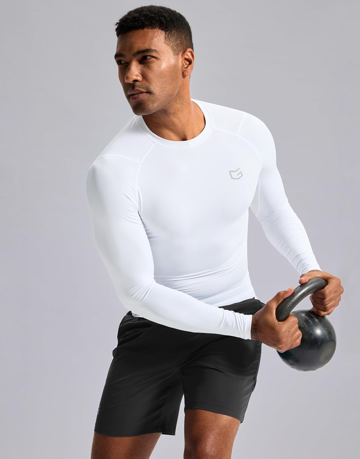 image:imageG Gradual Mens Compression Shirt Long Sleeve Moisture Wicking Running TopsWhite