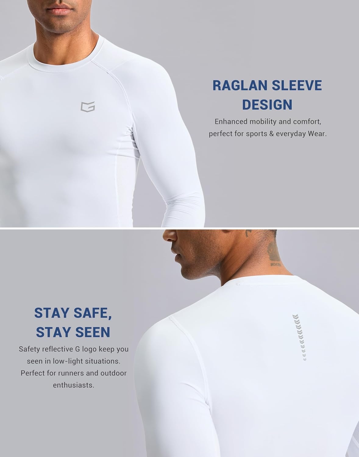 image:imageG Gradual Mens Compression Shirt Long Sleeve Moisture Wicking Running TopsWhite