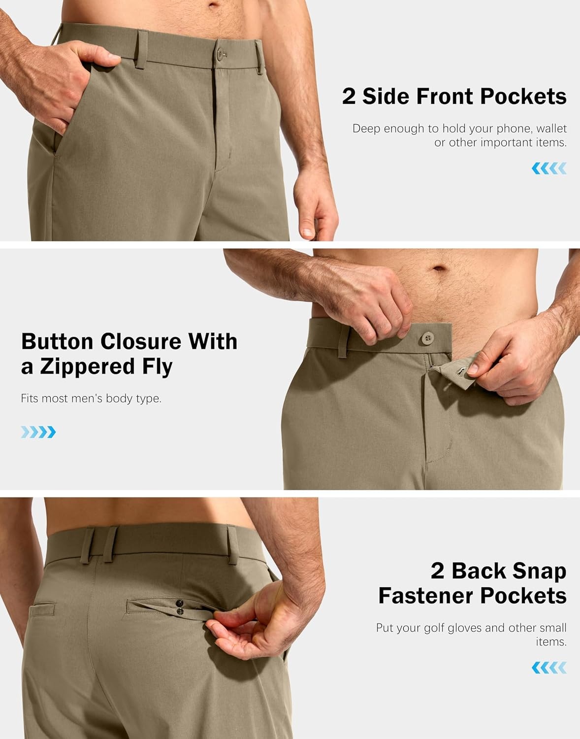 image:imageG Gradual Mens Golf Pants 303234 Stretch Dress Work Casual PantsCarbon Dust