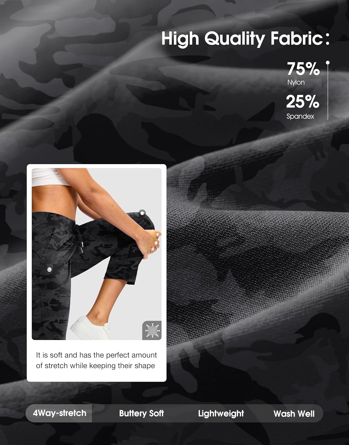 image:imageG Gradual Petite Pants for Women 2426 Ankle Pants with 2 PocketsBlack Camo