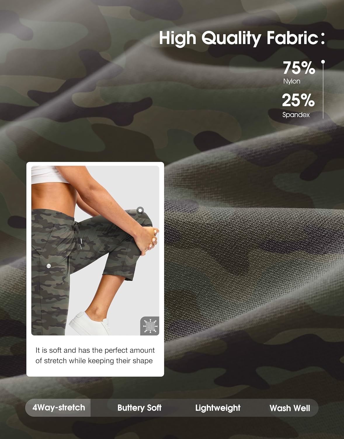 image:imageG Gradual Petite Pants for Women 2426 Ankle Pants with 2 PocketsGreen Camo